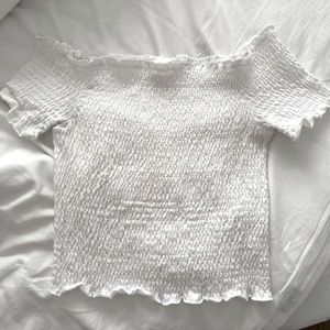 White off the shoulder ribbed H&M top